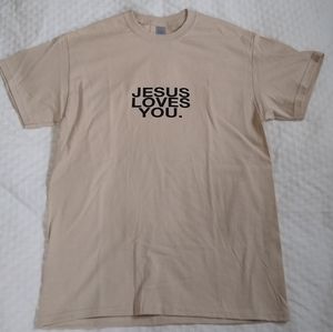 Jesus Loves You Graphic Tee T-Shirt, tan